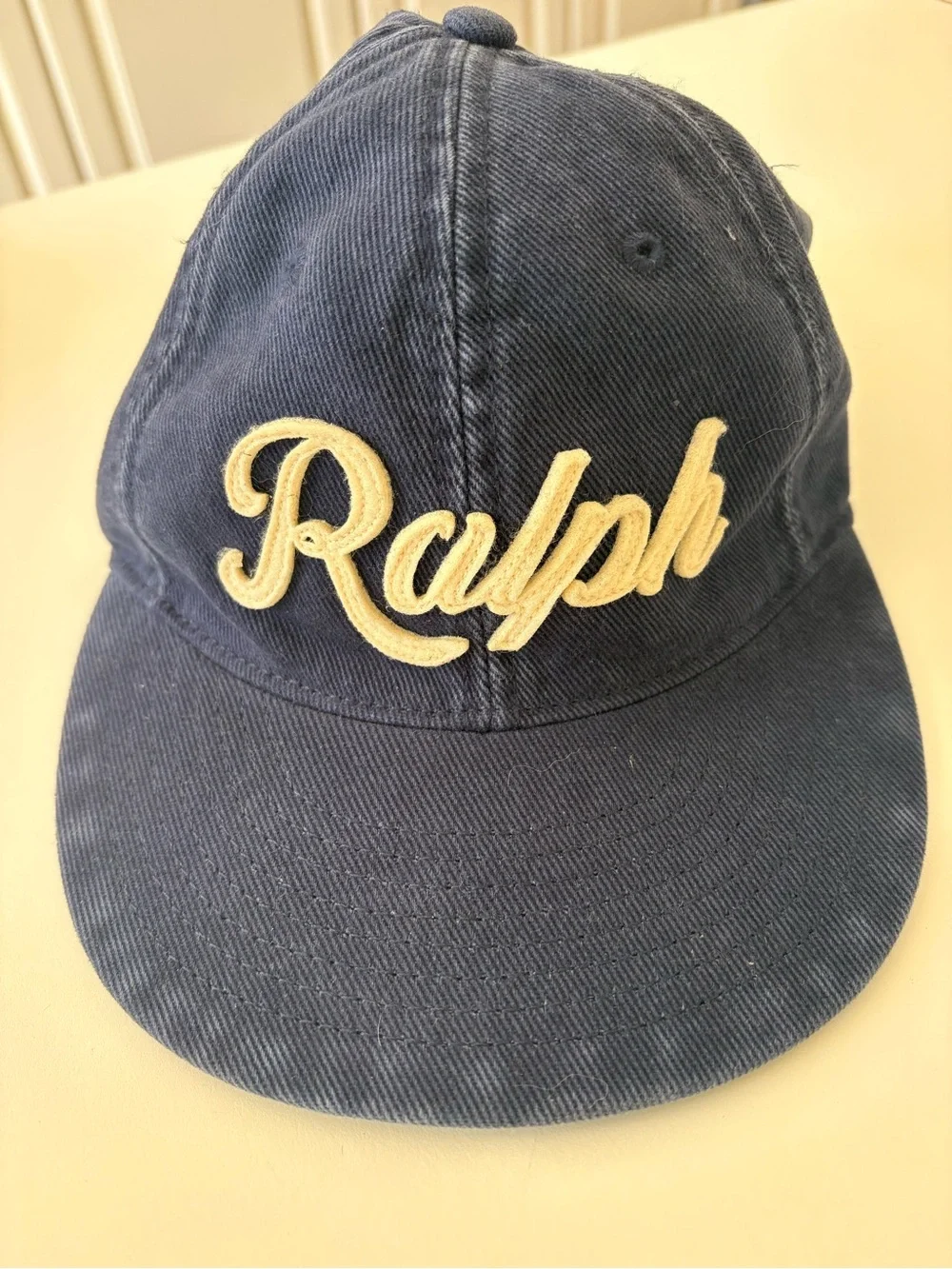 Ralph Lauren Navy Baseball Cap with Cream Script